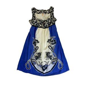 Anthropologie Maeve Women's Blue Silk Blend Multi Floral Dress - 6